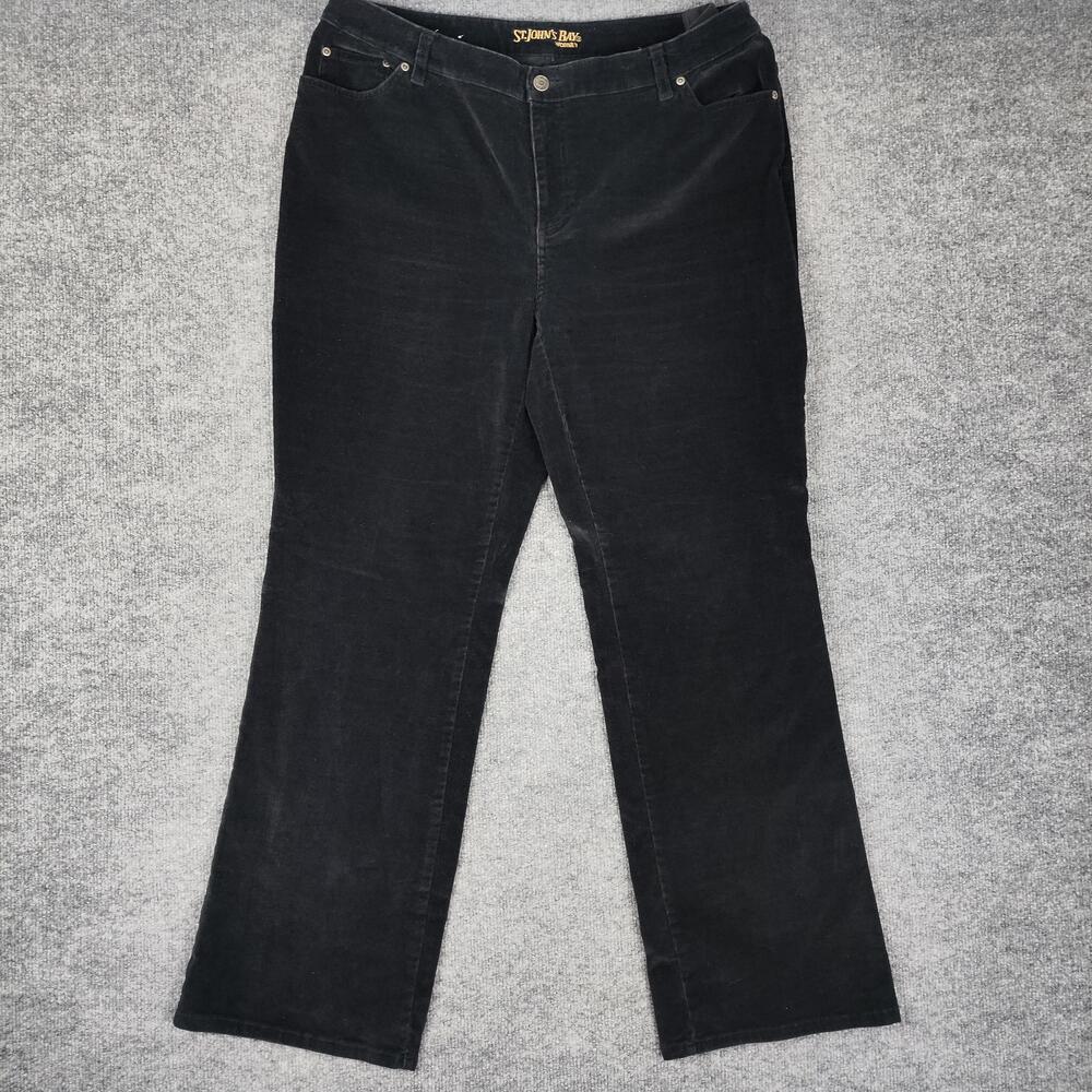 St. John's Bay Pants Womens 16W Black Corduroy Boot Cut Stretch Casual Winter